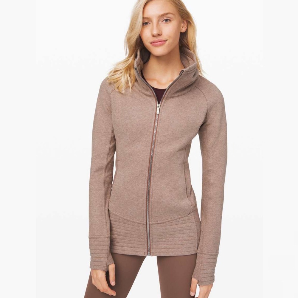 Lululemon Radiant Jacket Womens Sz 4 Full Zip Cotton Fleece LW4BEQS Funnel Neck